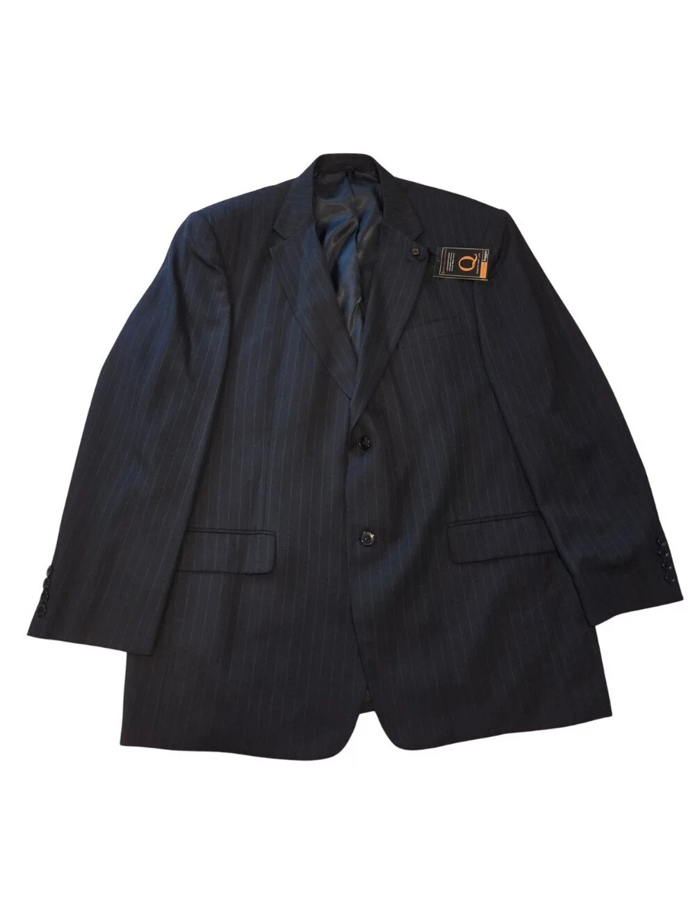 Haggar Sport Coat Blazer Mens 48L Navy Blue Pinstripe Suit Jacket Academia NEW